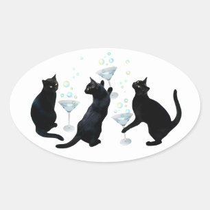 Pegatinas de Martinis Cats Negros