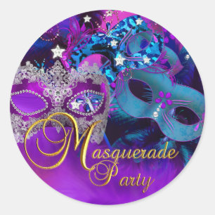 Pegatinas de máscaras de fiesta de disfraz de azul