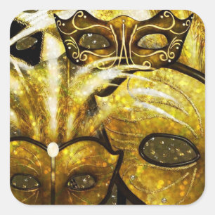 Pegatinas de máscaras del Mardi de Oro
