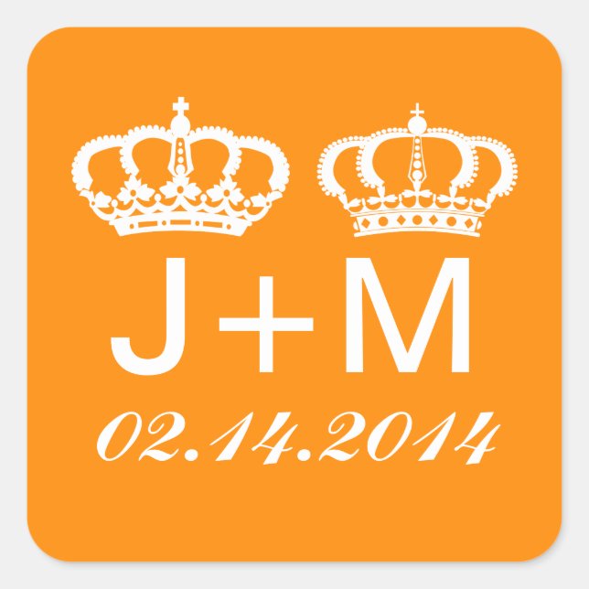 Pegatinas de matrimonio de la pareja real naranja (Anverso)