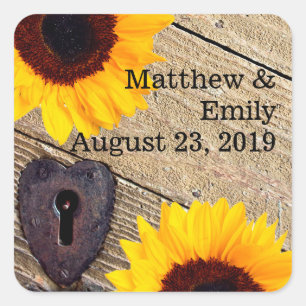 Pegatinas de matrimonio personalizadas rusticas de