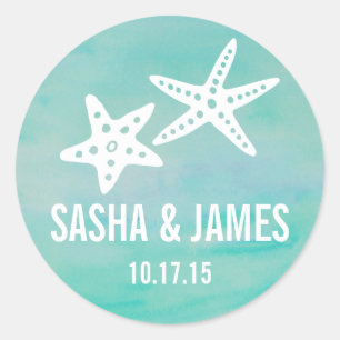Pegatinas de matrimonio personalizadas Starfish Aq