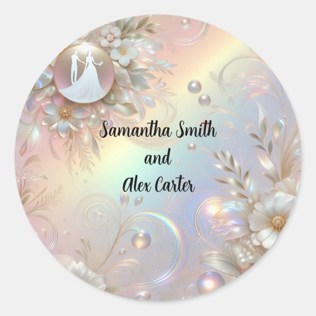 Pegatinas de matrimonio romántico (Anverso)