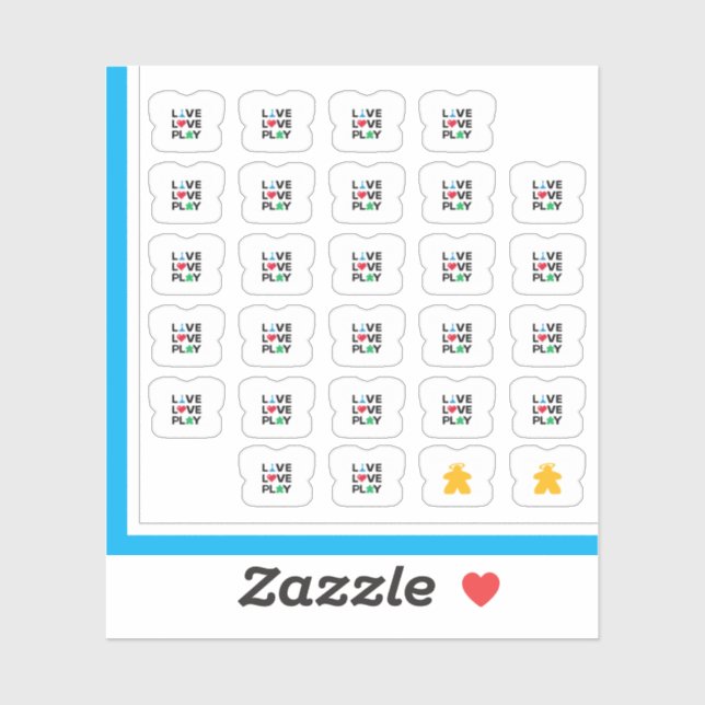 Pegatinas de Meeple Tee - Vive, ama, juega (Hoja)