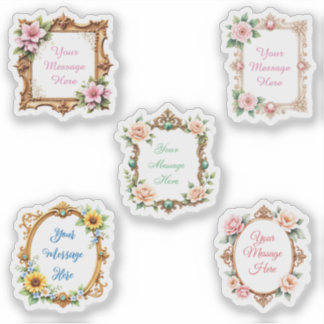 Pegatinas de mensaje personalizable en marco flora