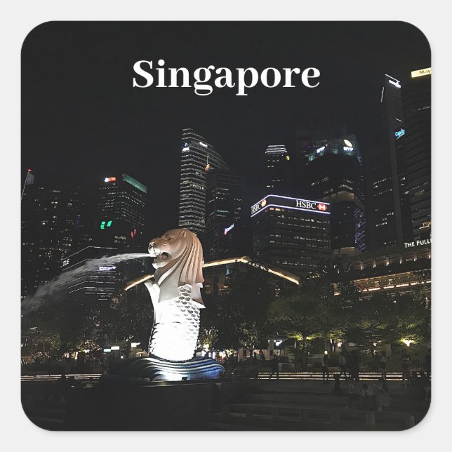 Pegatinas de Merlion y Singapore Skyline #1 (Anverso)
