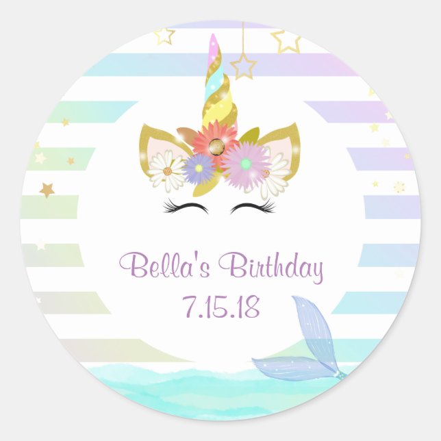 Pegatinas de Mermaid Unicorn (Anverso)