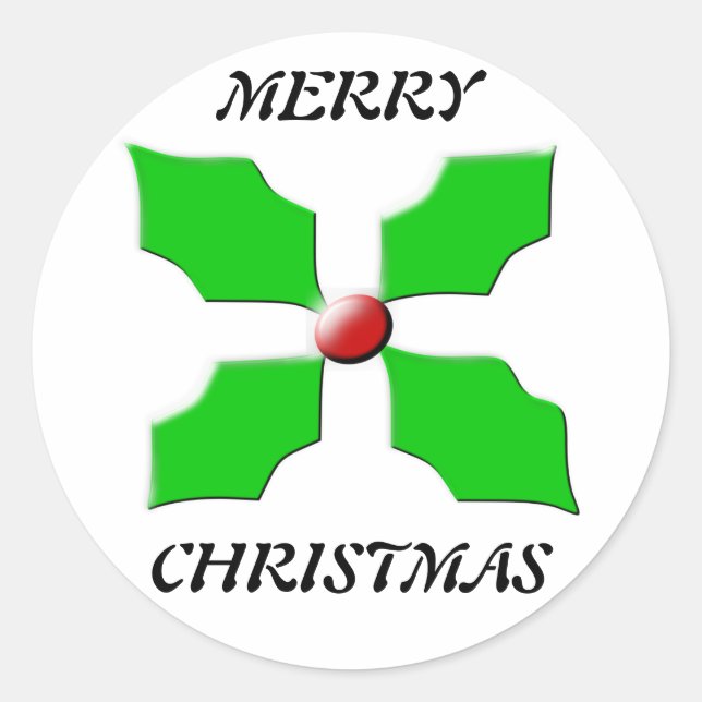 Pegatinas de Merry Christmas Holly (Anverso)