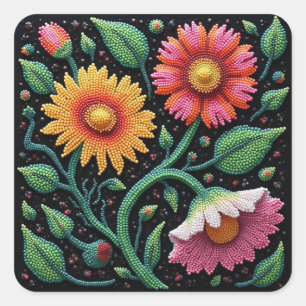 Pegatinas de Metis Beadwork Craft Wildflower Squar