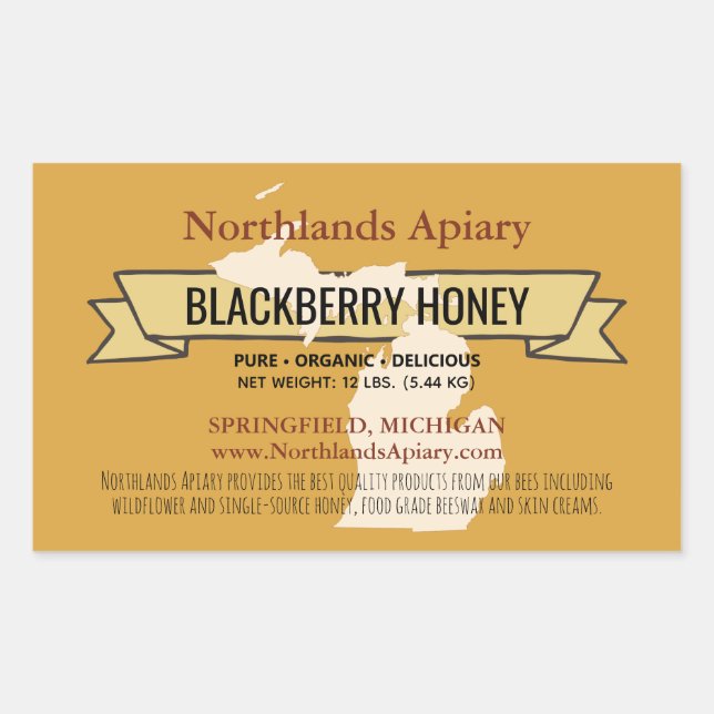 Pegatinas de Michigan State Honey Product Rectangl (Anverso)
