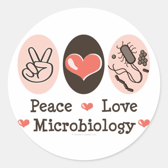Pegatinas de microbiología de amor por la paz (Anverso)