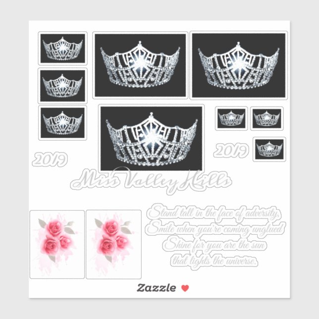 Pegatinas de Miss America Silver Crown Personaliza (Hoja)