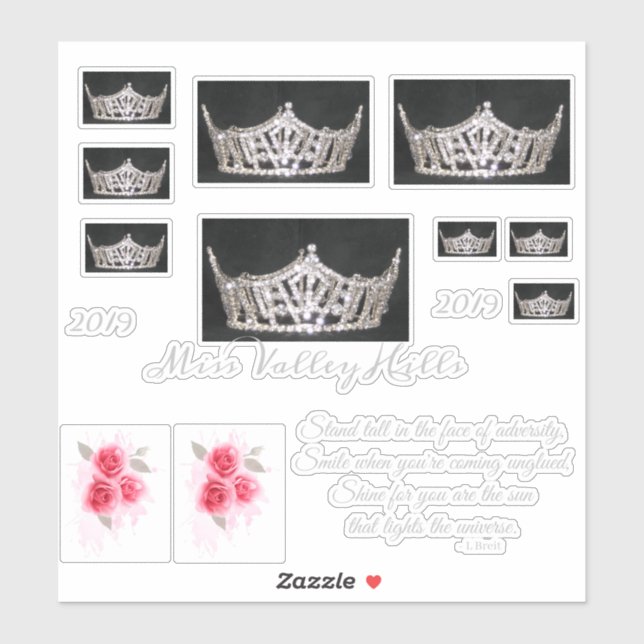 Pegatinas de Miss America Silver Crown Personaliza (Hoja)