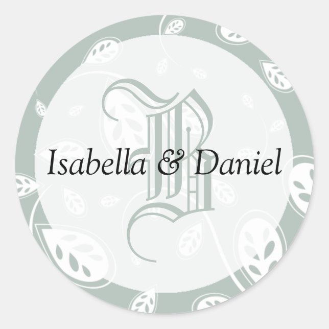 Pegatinas de Monograma Boda Bride Groom (Anverso)