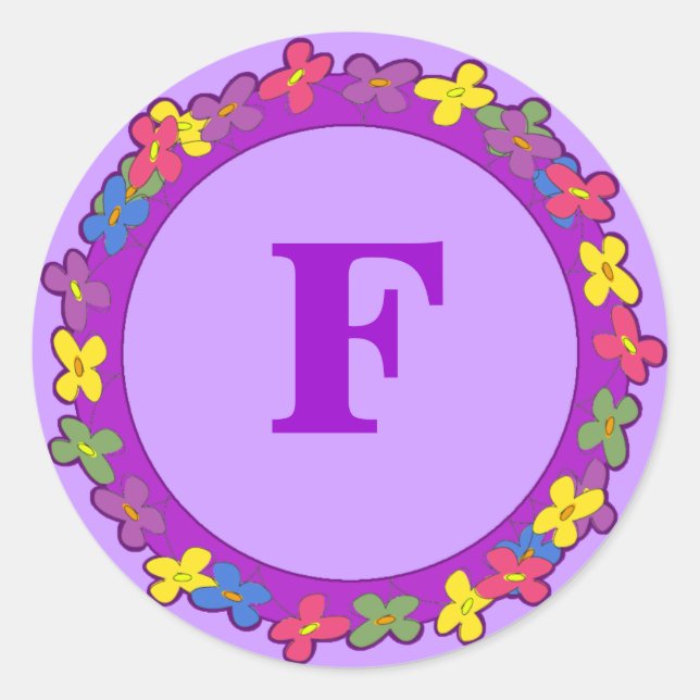 Pegatinas de monograma de borde floral (Anverso)