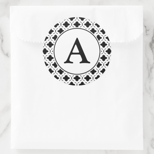 Pegatinas de monograma en blanco y negro (Bolso)