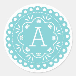 Pegatinas de monograma Papel Picado - Azul