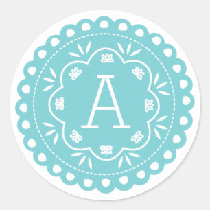 Pegatinas de monograma Papel Picado - Azul