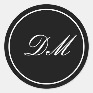 Pegatinas de monograma personalizadas en negro y b