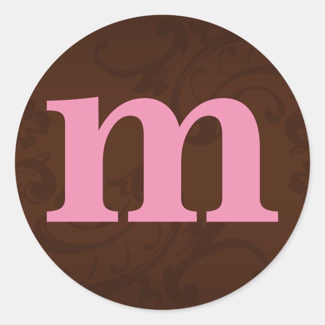 Pegatinas de Monogramas Marrón y Rosa (Anverso)