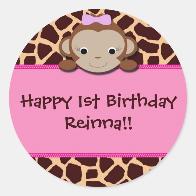 Pegatinas de monos Chicas modernos [rosa] (Anverso)