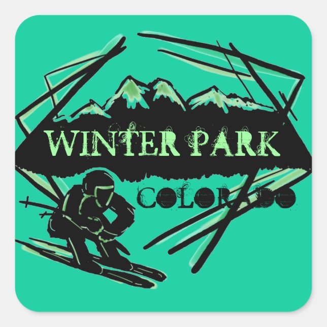 Pegatinas de montaña verdes de Winter Park Colorad (Anverso)