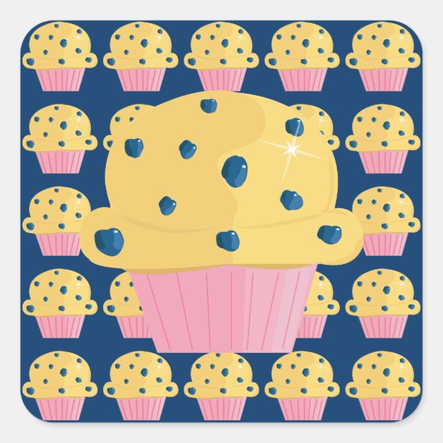 Pegatinas de Muffin de Cute Blueberry (Anverso)
