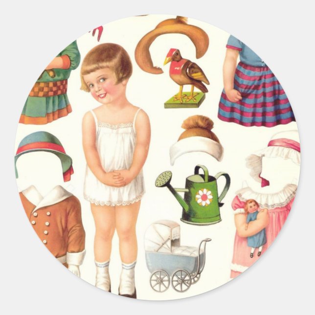 Pegatinas de muñecas de papel para niñas (Anverso)