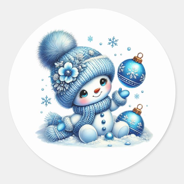 Pegatinas de muñeco de nieve de Navidad  (Anverso)