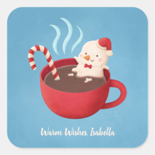Pegatinas de muñeco de nieve en deseos cálidos de 