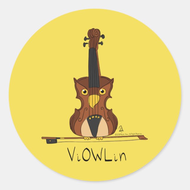 Pegatinas de música de búho de violín ViOWLin (Anverso)