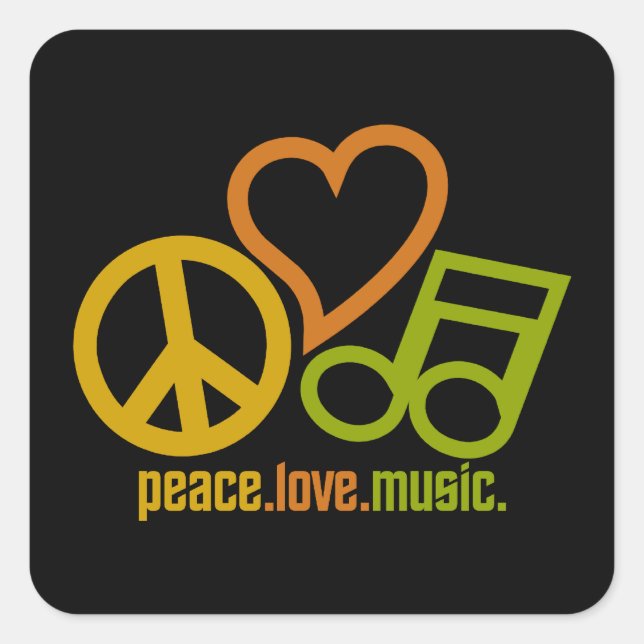 Pegatinas de música Peace Love (Anverso)