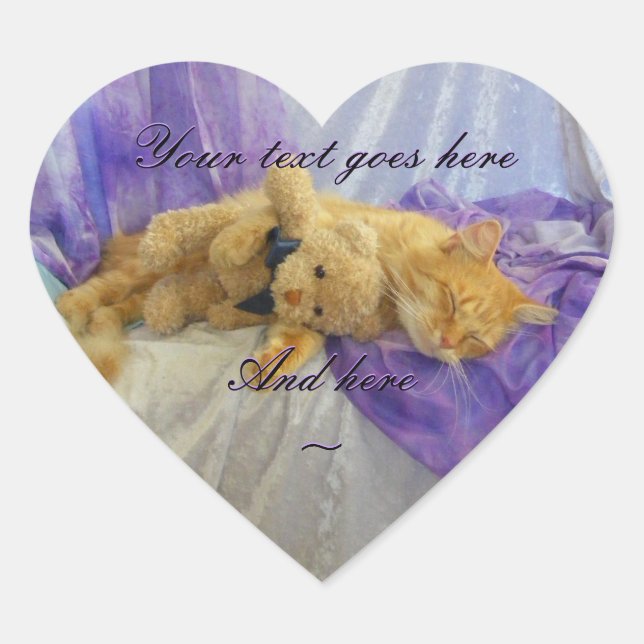 Pegatinas de Napping Kitten Heart (Anverso)