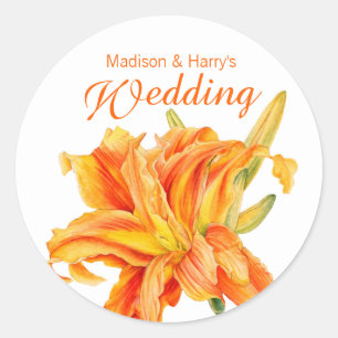 Pegatinas de naranjas florales de Daylily Hemeroca