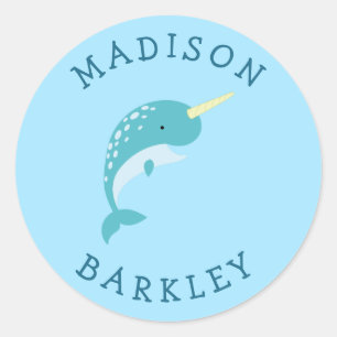Pegatinas de Narwhal Kid's Cute Whale Sello para s