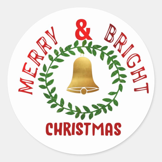 Pegatinas de Navidad Alegre y Brillante (Anverso)
