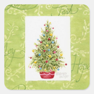 Pegatinas de Navidad Árbol de Navidad en maceta ro