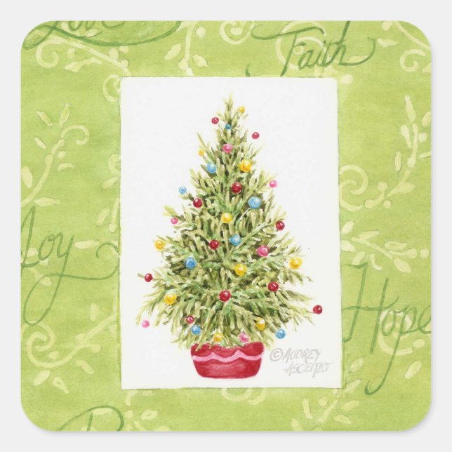 Pegatinas de Navidad Árbol de Navidad en maceta ro (Anverso)