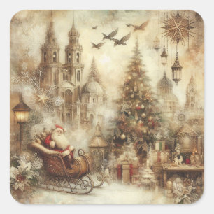 Pegatinas de Navidad beige vintage