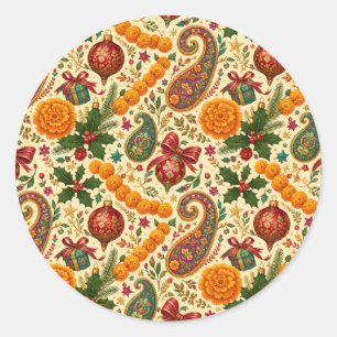 Pegatinas de Navidad con Marigold Paisley
