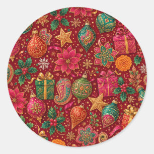 Pegatinas de Navidad con tonos joya y diseño Paisl