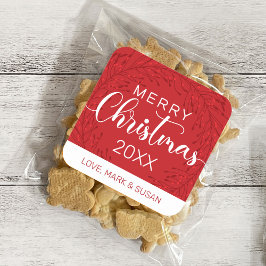 Pegatinas de Navidad cuadradas (rojo)