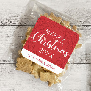 Pegatinas de Navidad cuadradas (rojo)