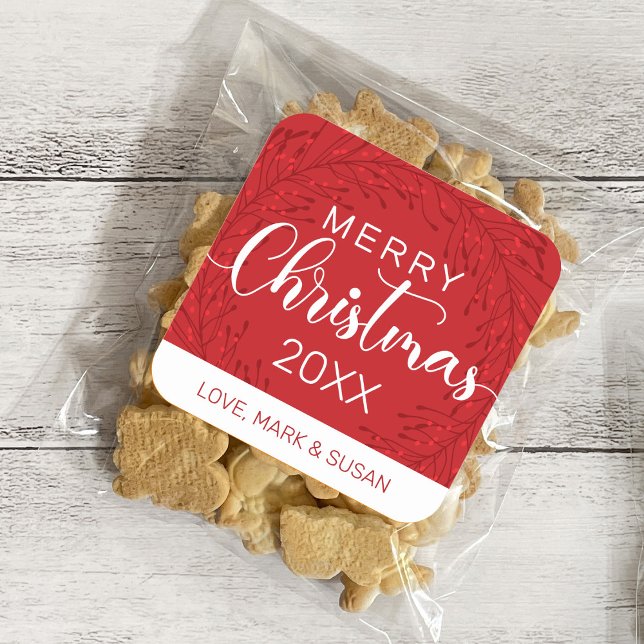 Pegatinas de Navidad cuadradas (rojo) (Subido por el creador)