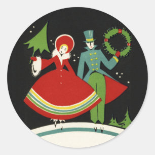 Pegatinas de Navidad de Art Deco Vintage