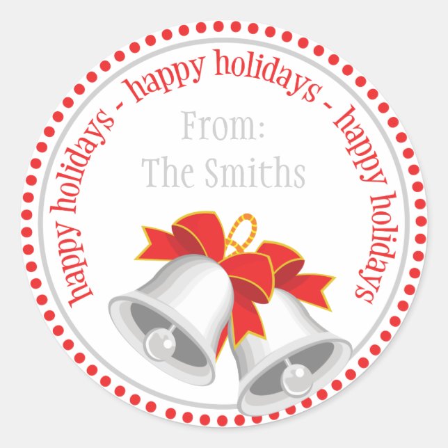 Pegatinas de Navidad de Bells de Plata (Felices Fi (Anverso)