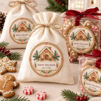 Pegatinas de Navidad de Casa de Pan de Jengibre