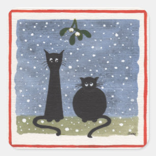 Pegatinas de Navidad de dos gatos negros