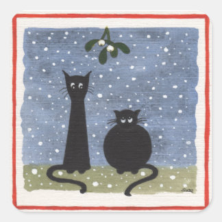 Pegatinas de Navidad de dos gatos negros