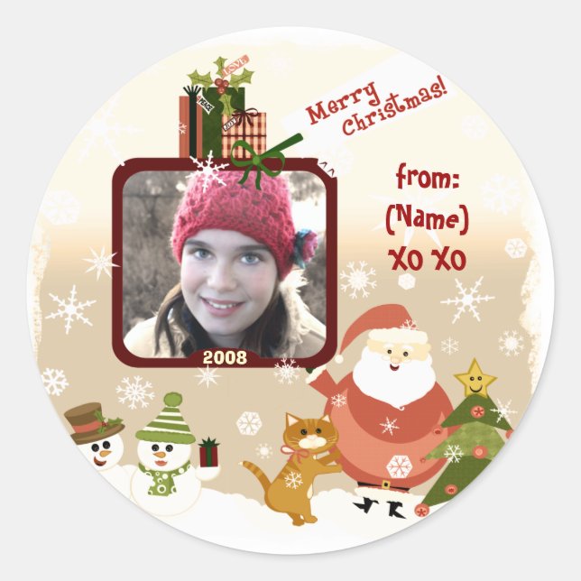Pegatinas de Navidad de fotos personalizadas de ép (Anverso)